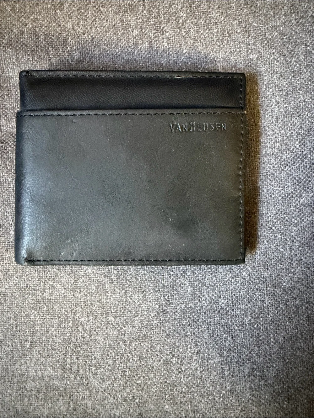 Van Heusen Black Slim Leather Card Holder Wallet NWOT